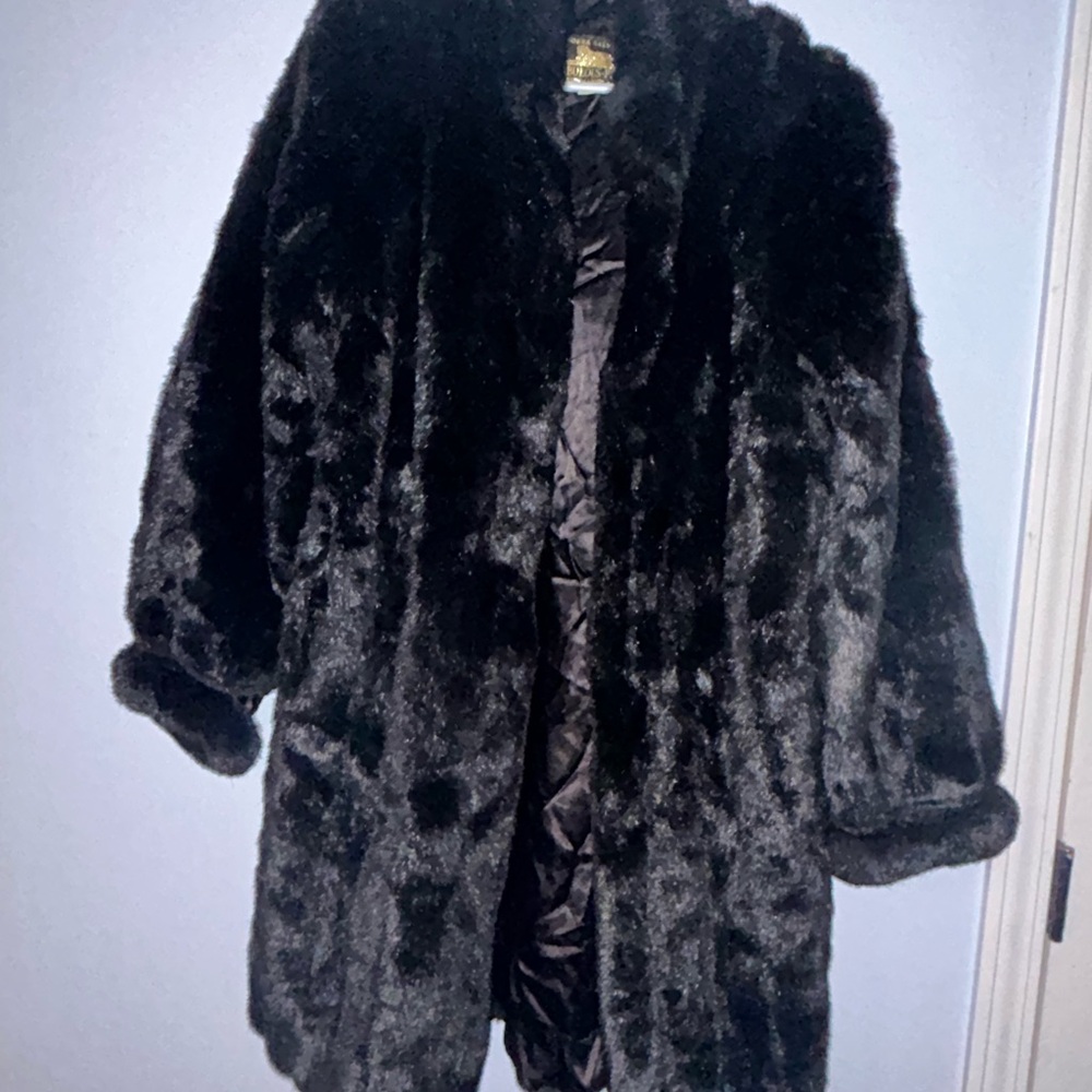 Luxurious Black Faux Fur Coat